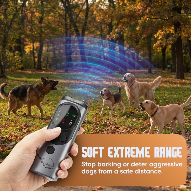 Dog Bark Deterrent Devices – Dog Training Device for All Breeds, 3X Ultrasonic Dog Bark Deterrent for Indoor Outdoor, Compact, Rechargeable, Safe & Humane Dog Barking Silencer