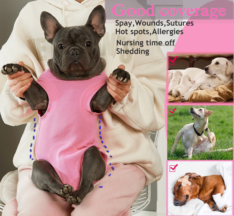 Dog Surgery Recovery Suit for Female Spay,Puppy Surgical Recovery Zip Up Suit,Anti-Licking Bodysuit for Abdominal Wounds,Cone Alternative Recovery Blank Suit for Dogs S Blank Pink - BeesActive Australia
