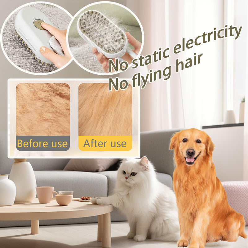 Cat Steam Brush for Hair Loss, Cloud Grooming, Cat Brush with Steam, Self-Cleaning Spray Comb, Cat Grooming Brush for Long and Short Hair of Cats and Dogs Gray - BeesActive Australia