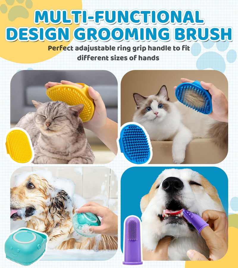 Dog Bath Brush Pet Massage Shampoo Brush Dog Scrubber for Dog Washing Brush Scrubber Pet Bath Massage Brush with Soft Silicone Bristles for Dog Cat Grooming Cleaning - BeesActive Australia