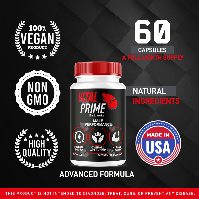 Vital Prime for Men, Advanced Formula, Dietary Supplement Support Capsules for 2 Months, Pack of 2