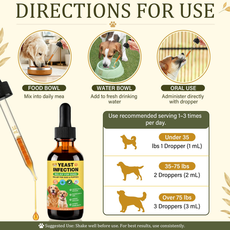 2-Pack Ear Drops for Dogs Yeast Infection - Soothing Itch Relief for Smelly Ears, Irritated Skin & Paw Licking | Gentle Ear Cleaner for Dogs | Supports Ear Health & Yeast Balance