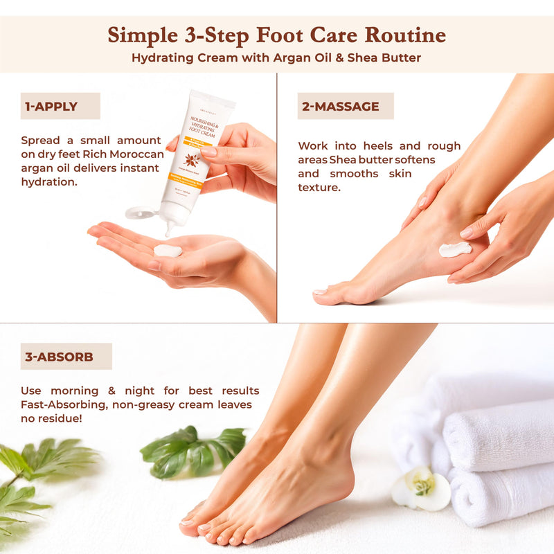 Foot Cream for Dry Cracked Heels and Feet Moisturizer with Argan Oil, Shea Butter & Vitamin E – Hydrating Foot Lotion for Dry Cracked Feet for Women – Smooth, Fast-Absorbing, Non-Sticky Care - BeesActive Australia