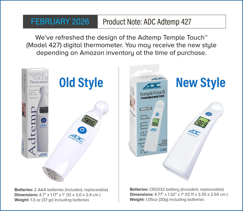 Adtemp 427 Temporal Contact Thermometer LCD Display 427 1 Each