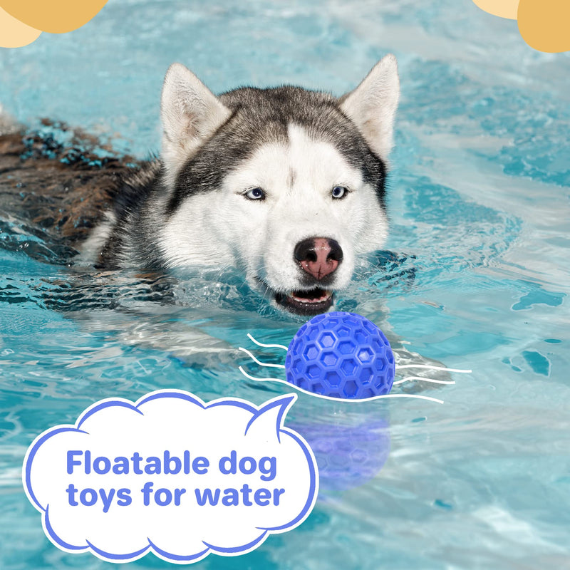 Indestructible Squeaky Dog Ball, Relieves Anxiety, Cleans Teeth, Interactive Chew Toy for Aggressive Chewers, Dog Toy for Large Breeds, Outdoor Waterproof Blue - BeesActive Australia