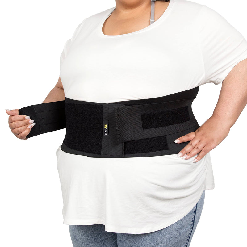 BraceUP Plus Size Back Brace for Woman and Man - Extra Large Lower Back Support with Straps and Compressions, Back Pain Relief, Abdominal Plus Size Binder (4XL 62-74 In) 4XL (62-74 In)