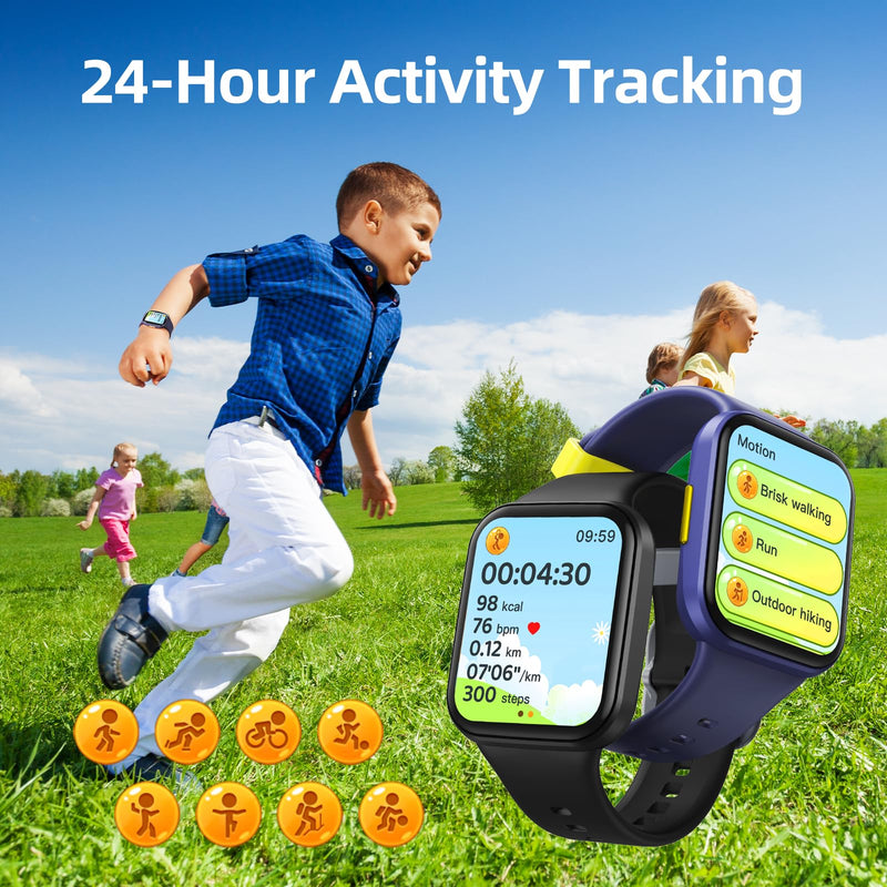 Parsonver Kids Smart Watch with Parent-Child Task & Reward System, Fun Fitness Tracker with 20 Sports Modes, Heart Rate & Sleep Monitor, IP68 Waterproof, Great Birthday Gifts for Boys Girls 5-16, Blue - BeesActive Australia