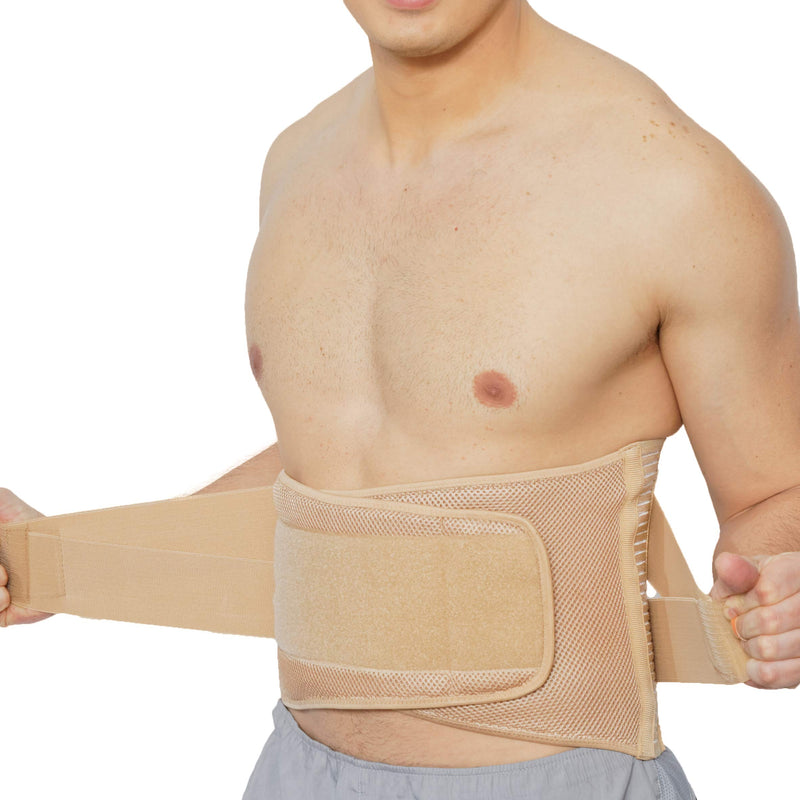 NeoTech Care Adjustable Compression Wide Back Brace Lumbar Support Belt (Beige, Size L) Beige - BeesActive Australia