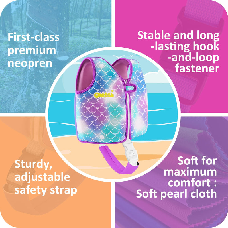 Kids Swim Vest with Crotch Strap - Neoprene Swim Trainer Vest for Toddlers 1-9 Years, Boys & Girls Swim Trainer with Adjustable Straps Purple S(1-3)