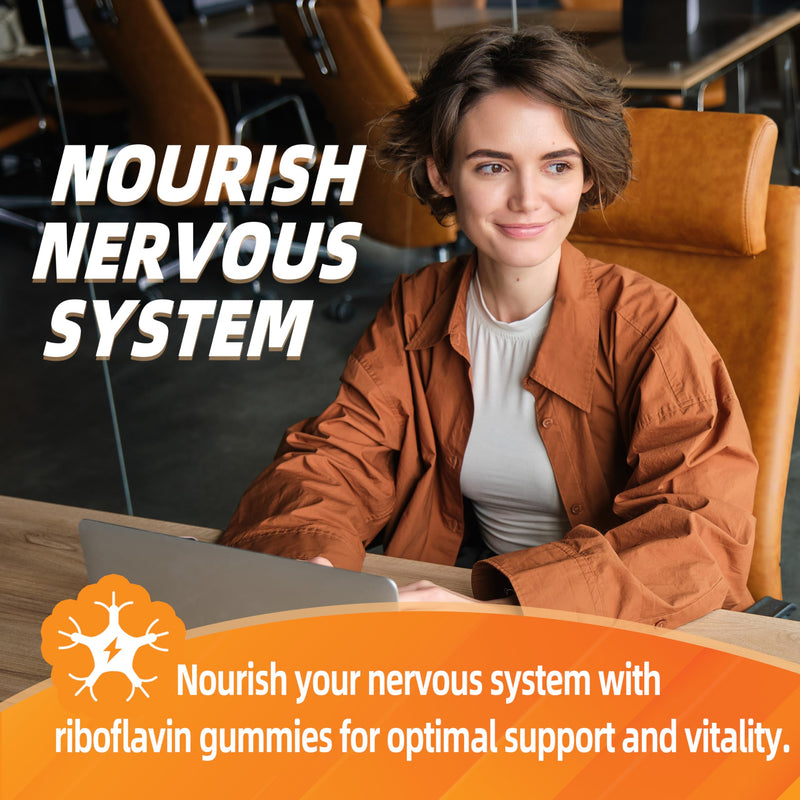 Vitamin B2 Gummies, Riboflavin 400mg, B2 Vitamins 400mg | Chewable for Adults and Kids，Migraine Relief & Energy and Nervous System Support, Non GMO, Vegan - 60 Counts 1