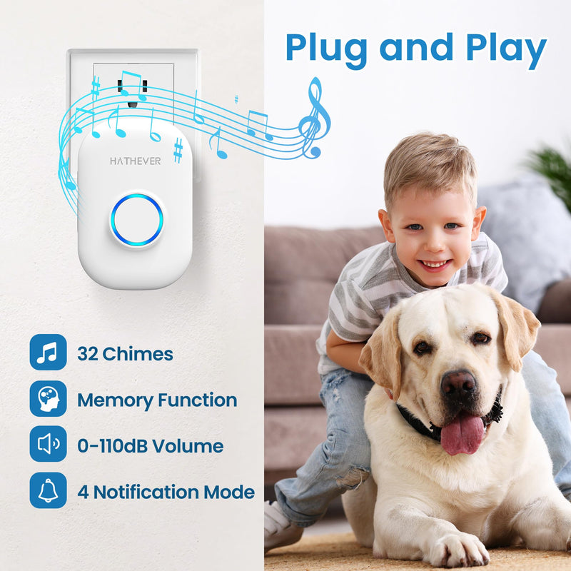 Dog Bell for Door Potty Training, Wireless Doggie Door Bell Operating at 1000 Feet with IP65 Waterproof Touch Button, 32 Melodies 1 receiver + 2 buttons - BeesActive Australia
