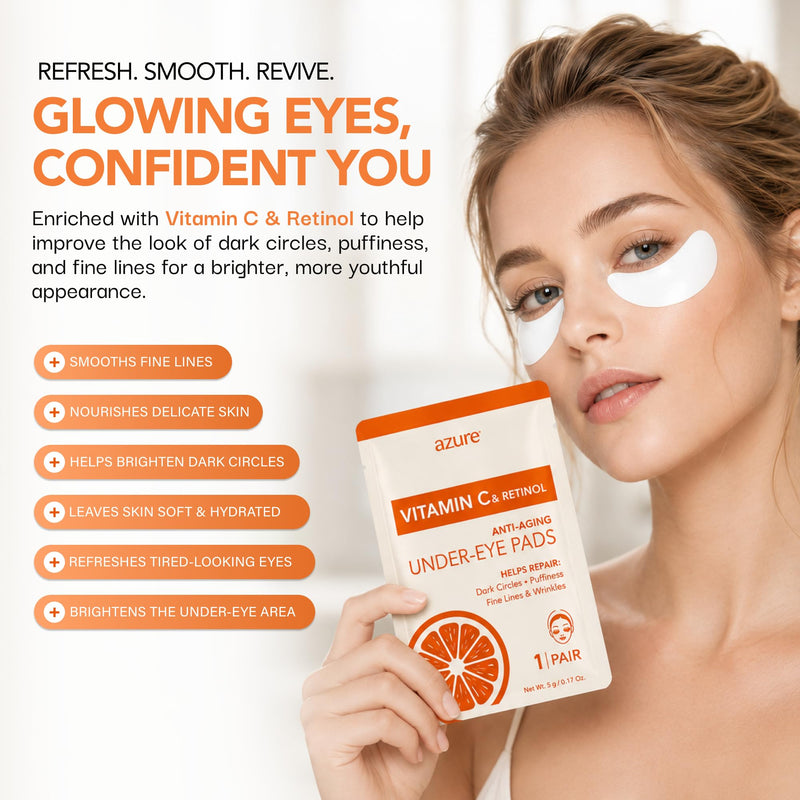 Vitamin C Under Eye Patches with Retinol, Brightens Dark Circles, 5 Pairs Vitamin C & Retinol (5 Pairs)