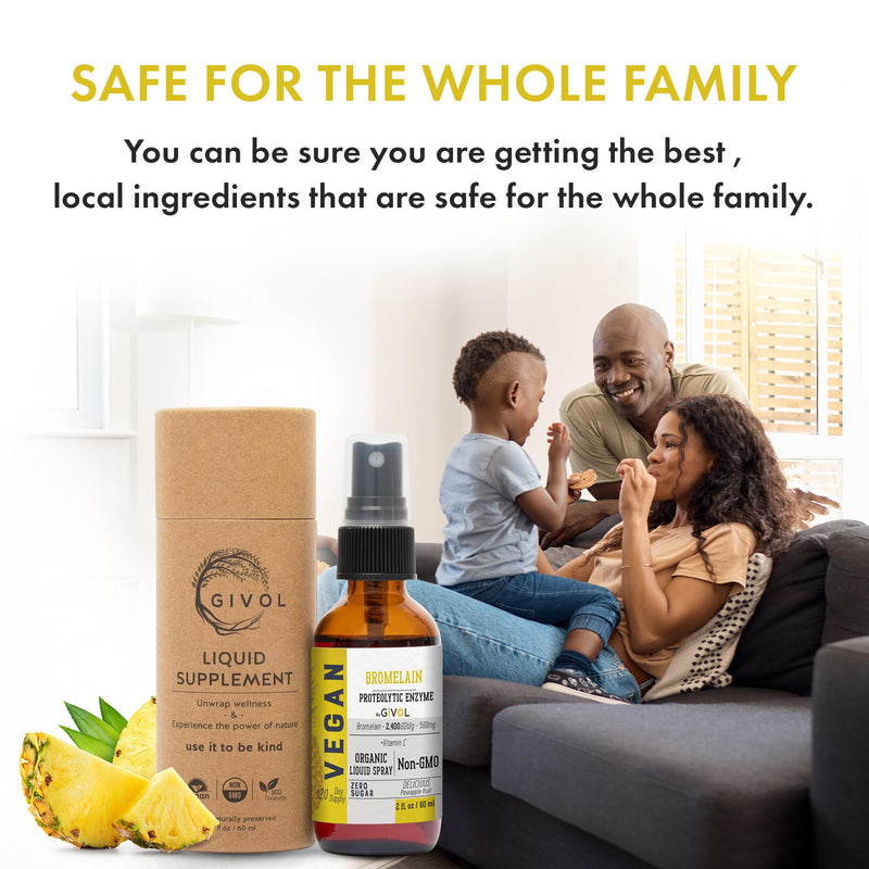 Organic Raw Bromelain Mist-Liquid Pineapple Extract - Enhanced Potency 500mg, for Kids & Adults - for Digestive Health, Inflammatory Response, and Healing - Non-GMO - 60ml 120 Day Supply - BeesActive Australia