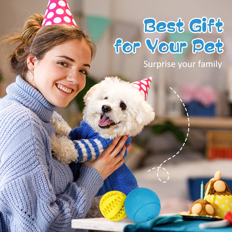 HIPPIH Dog Puzzle Toys 2 Pack, Interactive Dog Toys for Large Dogs & Small Dogs, Puppy Toys for Treat Dispensing, Durable Dog Balls for Teeth Cleaning/IQ Training, Dog Enrichment Toys for Chewing Yellow＋Blue - BeesActive Australia