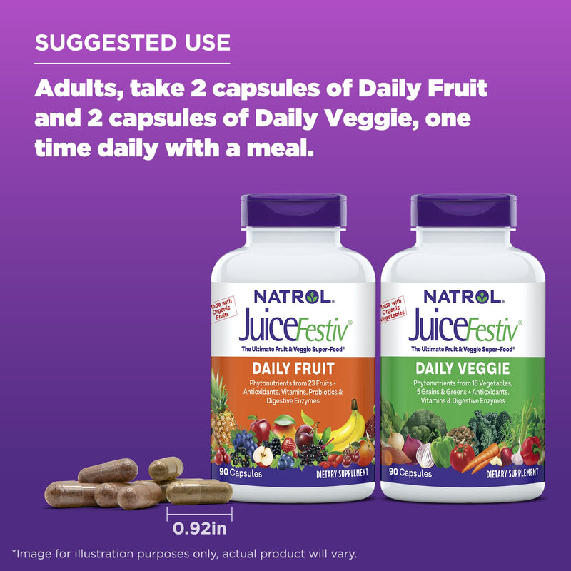 Natrol JuiceFestiv, Vitamins and Supplements for Nutrition & Well-Being, Antioxidants for Cellular Health, 90 Capsules (2-Count), Up to a 45 Day Supply Unflavored 90 Count (Pack of 2)