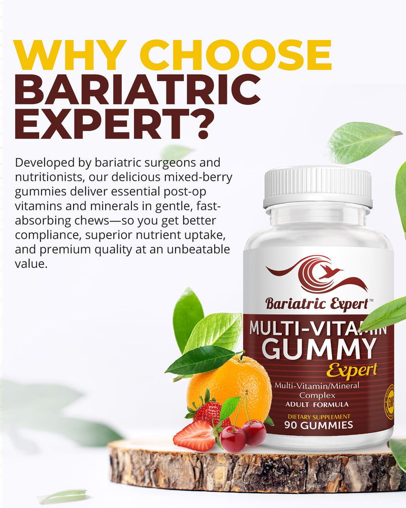 Bariatric Expert Multivitamin Gummies – Fast-Melting Dietary Supplement for Adults Post-Gastric Sleeve and Bypass, Nutritionist Recommended, 90 Count