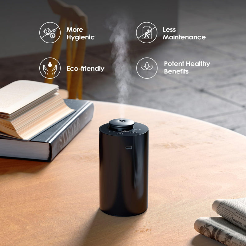 Airversa Waterless Diffuser for Essential Oil, Car Diffsuer, Battery Operated Nebulizer, 0.7 Fl Oz/ 20mL, Mini Scent Air Machine, 3 Timers & 3 Mist Levels for Home, Room, Car, Office - AN6 Black 1 Pack - BeesActive Australia
