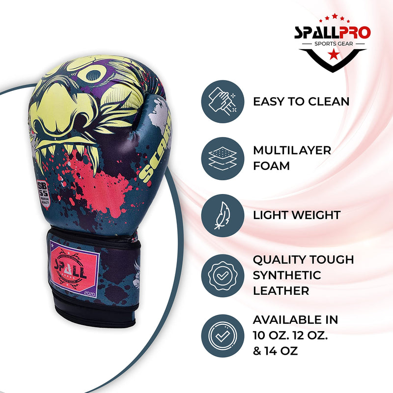 Spall Pro US Boxing Gloves for Men & Women - Pro Training Sparring Punching Gloves - Muay Thai MMA, Kickboxing Heavy Bag Workout Leather Boxing Gloves Green 6 OZ
