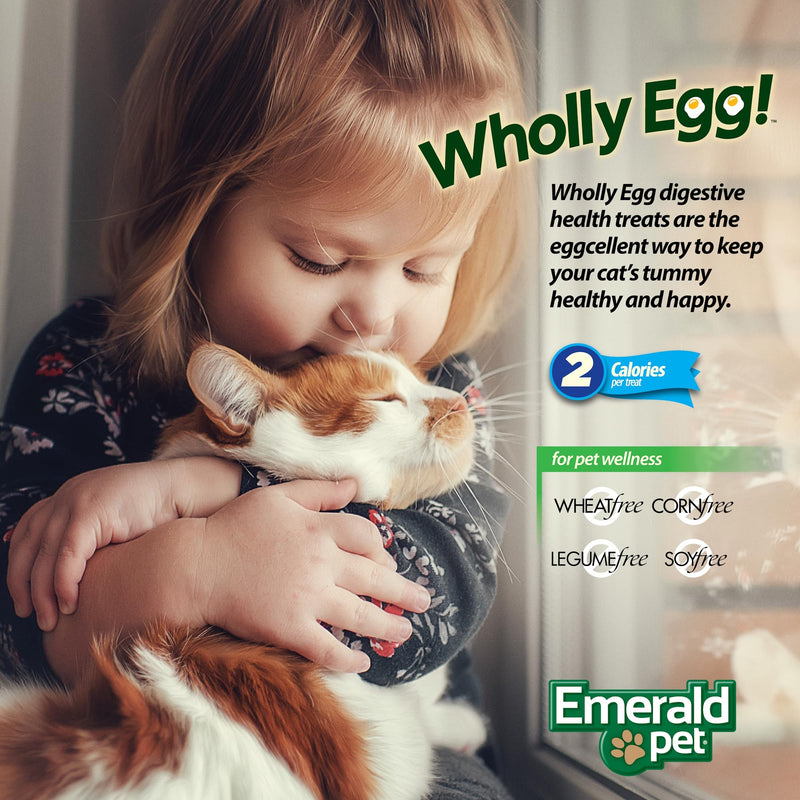 Emerald Pet Wholly Egg Cat Treats for Digestive Health – Soft & Moist Chicken Cat Treats with Natural Prebiotics & Probiotics – Supports Gut Health, 2.5 oz