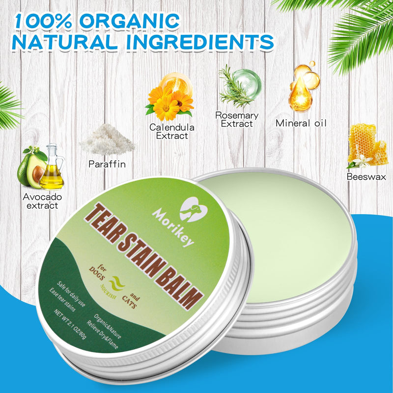 Pet Tear Stain Remove Balm,2.1oz 100% Organic & Natural Planted Balm Soother & Moisturizer Eye Care for Dogs and Cats,Relief Eye Area Dry, Tear Stain,Gentle and Non-Irritation - BeesActive Australia