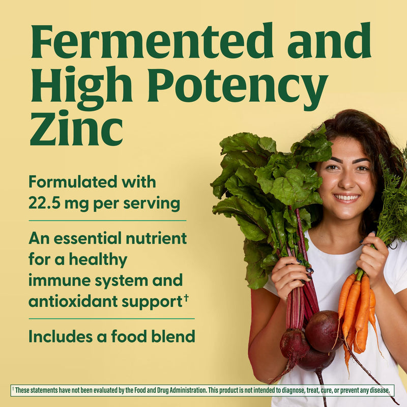 MegaFood Zinc Supplements - Vegan Immune Support Supplement with 22.5 mg High Potency Fermented Zinc - Made with Real Food - Gluten-Free, Kosher - 120 Tablets, 120 Servings 120 Count (Pack of 1) - BeesActive Australia