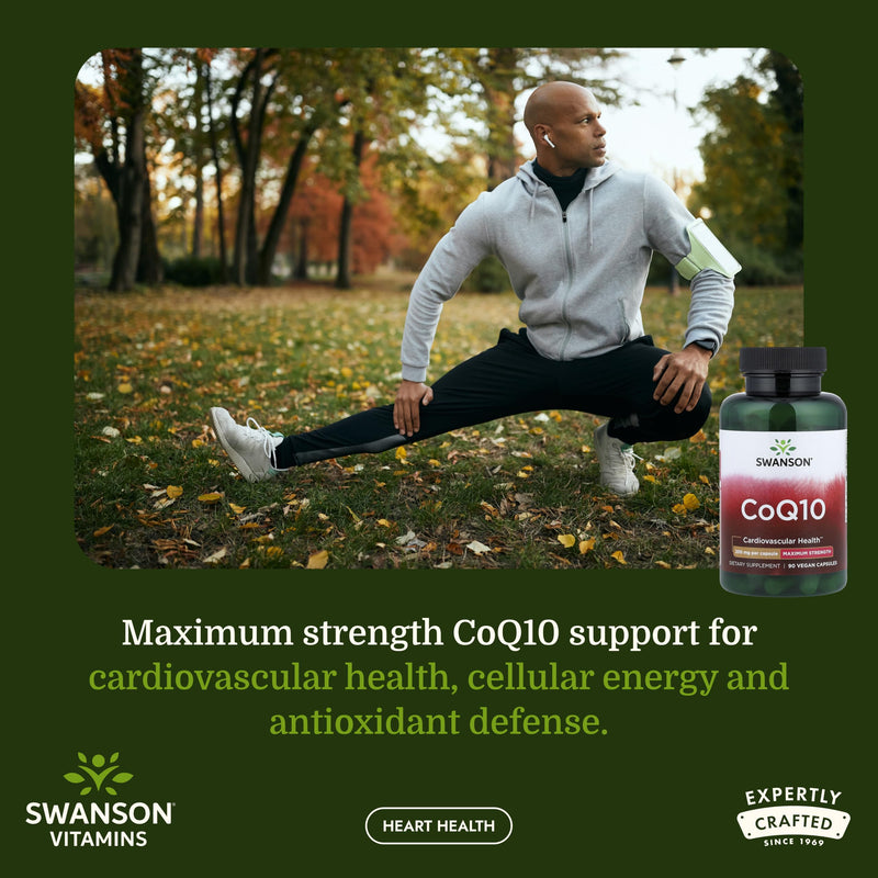 Swanson CoQ10 Cardiovascular & Cellular Energy, 200 mg, 90 Vegan Capsules | For Heart-Health-Conscious Adults Seeking Antioxidant Support, Enhances Cellular Energy and Physical Performance, Non-GMO 90 Count (Pack of 1)
