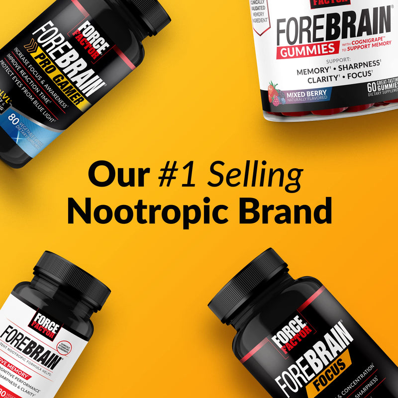 Force Factor Forebrain Focus Brain Booster | Brain Supplement to Boost Clarity & Concentration, Memory & Sharpness, Nootropic Brain Support Supplement, 120 Capsules 60 Count (Pack of 2)