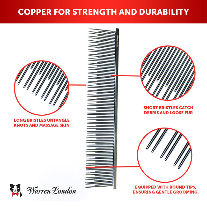 Carding Cat Comb | 7.5 inches made with Copper | Rounded Tips Prevent Irritation | Dual Tooth Design for Short & Long Hair removes Mats and Tangles Carding Cat Comb - BeesActive Australia