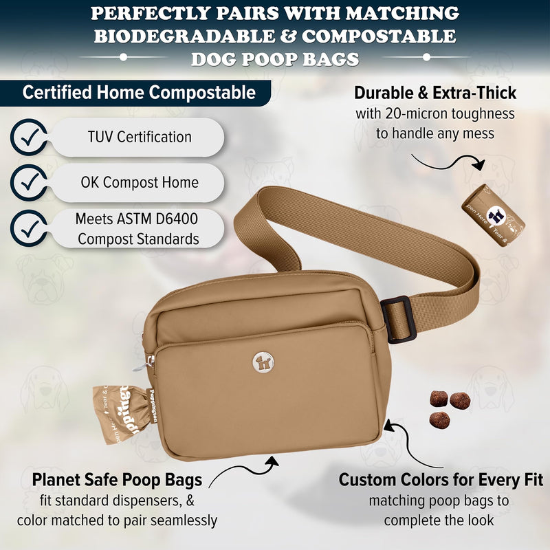 Puppington 3-in-1 Crossbody Bag & Dog Treat Pouch for Pet Training - Matching Compostable Poop Bags, Built-In Poop Bag Dispenser & Slow-Feeding Travel Dog Bowl - Dog Walking Bag (Latte Beige) Latte Beige - BeesActive Australia