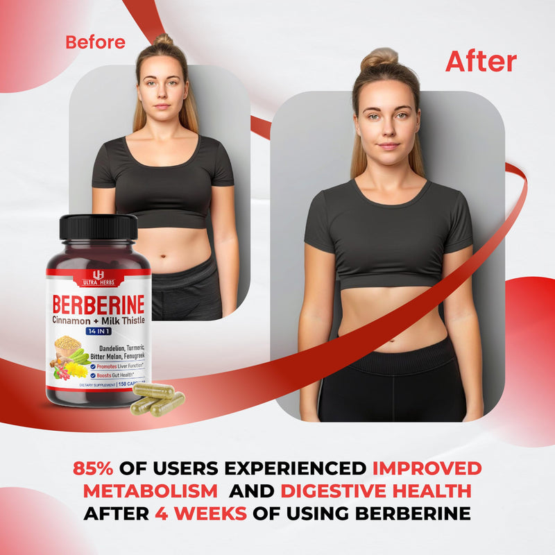 Premium Berberine with Cinnamon, Milk Thistle *USA Made & Test* Promotes Liver Function, Gut Health, Immunity (150 Count (Pack of 1)) 5-Month Supply (Pack of 1)