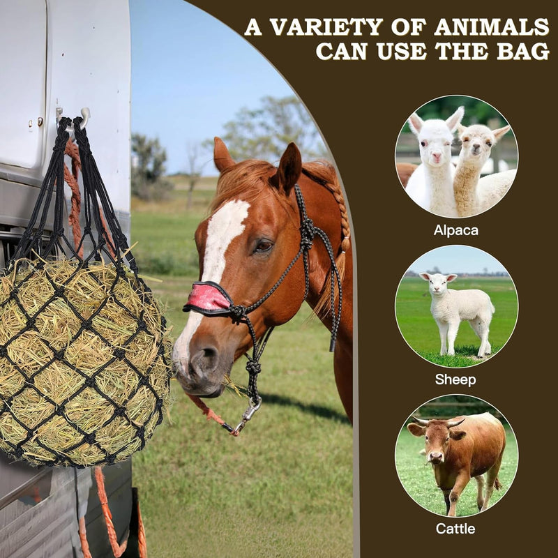 2PCS Hay Net for Horses,Slow Feed Hay Bag for Horses Goat Sheep,Hanging Hay Feeder Bag for Horses Stable Stall Paddock Rest Toy Black - BeesActive Australia