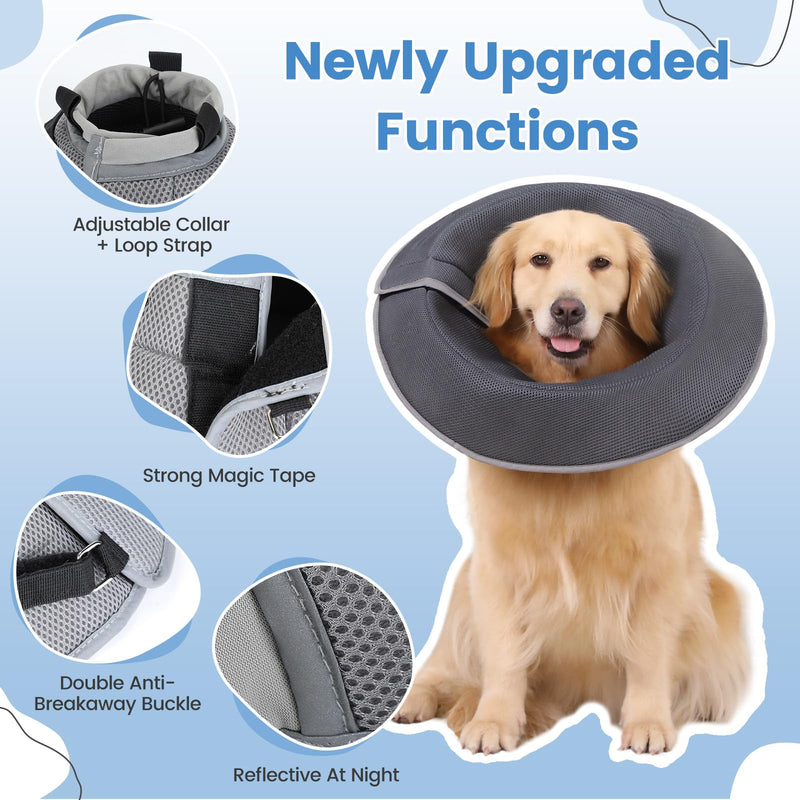 IDOGCHEW Dog Neck Brace, Breathable and Soft, Adjustable Neck Brace for Dogs, Comfortable Dog Collar for Leak Protection, Perfect after Surgery (Grey, XL) Grey - BeesActive Australia