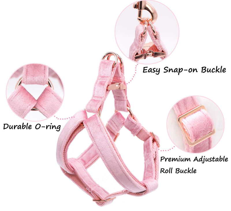 ARING PET Dog Halter Harness, Velvet Dog Harness, No Pull Dog Halter Harness, Adjustable Heavy Duty Dog Harness for Small Medium Large Dogs Small (Pack of 1) Pink - BeesActive Australia