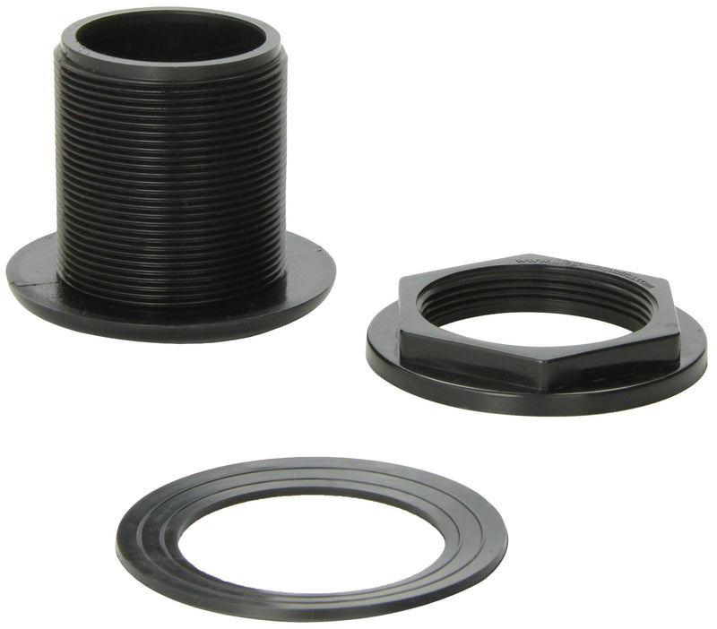 Lifegard Aquatics Standard Threaded Bulkhead Kit for Fish Aquariums – High-Impact Resistant PVC – Includes Bulkhead Fitting, Gasket, Lock Nut – Jet Black – 1-1/2 Inch 1.5" - BeesActive Australia