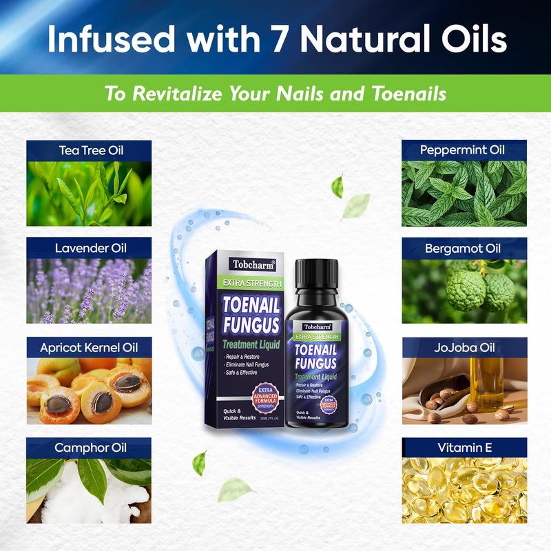 Tobcharm Toenail Fungus Treatment : Nail Fungus Treatment Extra Strength with Tea Tree Oil - Fast Acting Fungal Nail Solution with Undecylenic Acid for Toenails and Fingernails (2pack, 1.02fl oz each) Fresh Herbal 1.03 Fl Oz (Pack of 2) - BeesActive Australia