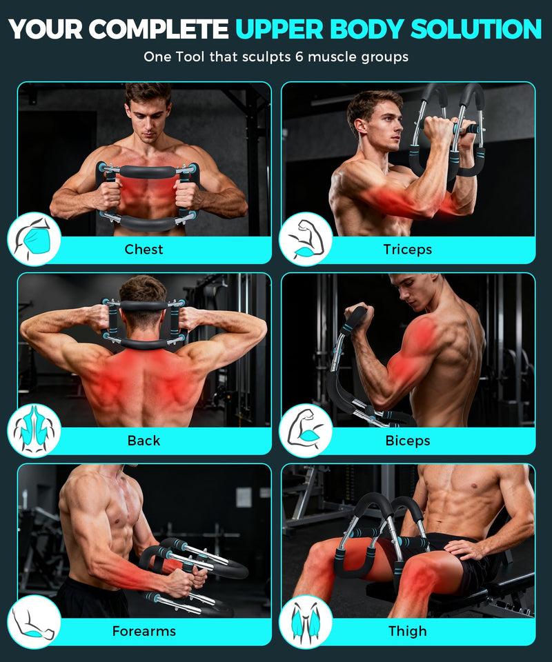 BAGAIL Twister Arm Trainer, 5 or 9 Level Resistance (30-140 lbs) for Chest & Arm Workout, All-in-One Home Gym Strength Training Equipment with Ergonomic Grips & Carry Bag for Men and Women 5 Levels: 40-130 lbs