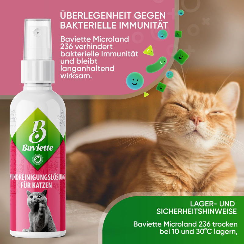 Baviette Premium Quality Probiotic Cat Care Set-Box: Eye Care, Ear Care, Tooth Cleaner, Wound Cleaner, Odor neutralizer, Allergy-free Spray (Wound Care)