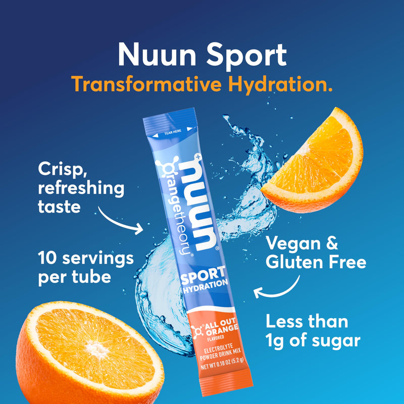 Nuun Sport Electrolyte Powder Packets with Magnesium, Calcium, Potassium, Chloride, and Sodium, Hydration Packets for On-The-Go, All Out Orange Flavor, Gluten Free & Vegan, 16 Single Servings 1 Pound (Pack of 1)