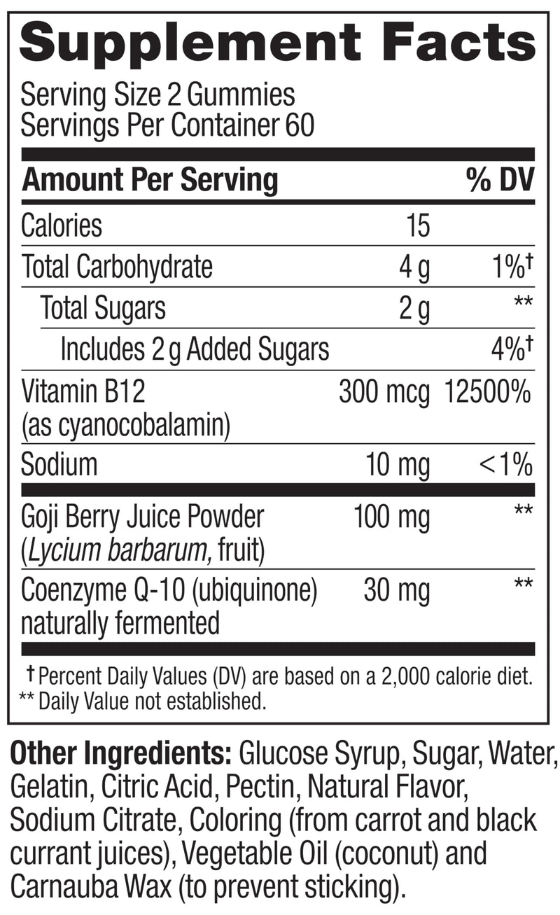 OLLY Daily Energy, Caffeine Free, 300 mcg Vitamin B12, CoQ10-120 Count Regular Strength 120 Count (Pack of 1)