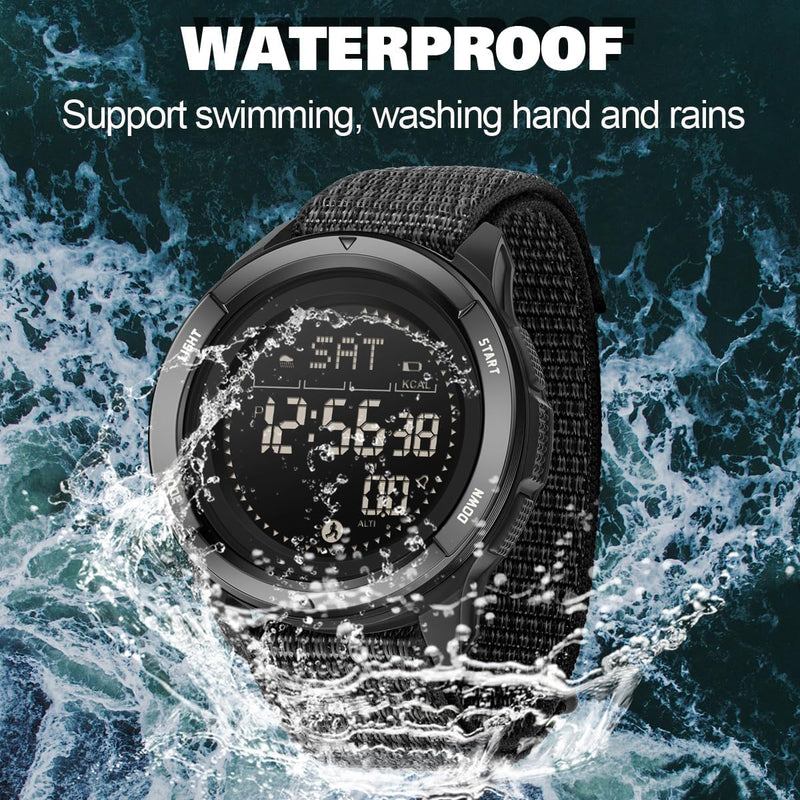 findtime Men's Digital Watch Pedometer Step Counter Watches Military Compass Waterproof Wrist Watch Tactical Sport Watch Calories Counter Pacer Running Wristwatch LED Light Stopwatch Countdown Black_2197 - BeesActive Australia