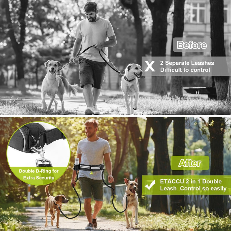 GoFortunePet Hand Free Dog Leash for Medium and Large Dog - Enjoy Pull Free Walks– Expandable Pouch Belt with Adjustable Leash Length for Hiking and Running – Heavy Duty and Reflective Safety Blue - BeesActive Australia