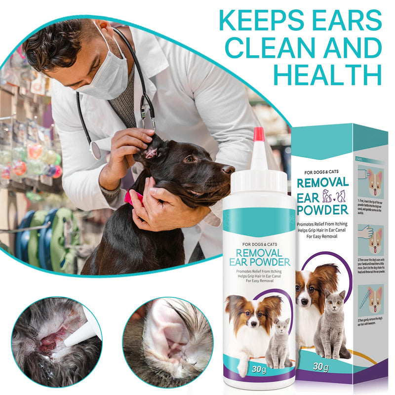 Dog Ear Powder,30g Canker Powder For Dogs Ears,Dog Ear Cleaner, Ear wash for Dogs & Cats,Effectively Removes Debris,Waxy,Buildup and Ear Odor,Soothes Itchy & Inflamed Ears