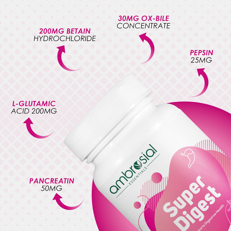 AMBROSIAL Super Digest Digestive Enzymes Supplement Pack of 1-60 Capsules 60 Count (Pack of 1)