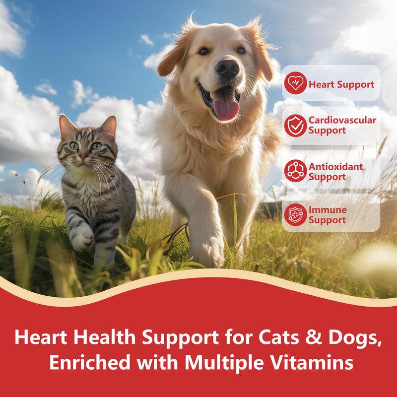 Cardio Bites for Cat & Dog - Cat & Dog Heart Supplement with Taurine,L-lysine,L-Carnitine, & CoQ10 - Promotes Normal Circulation and Heartbeat，Dog Heart Health Supplement- 140 Soft Chews