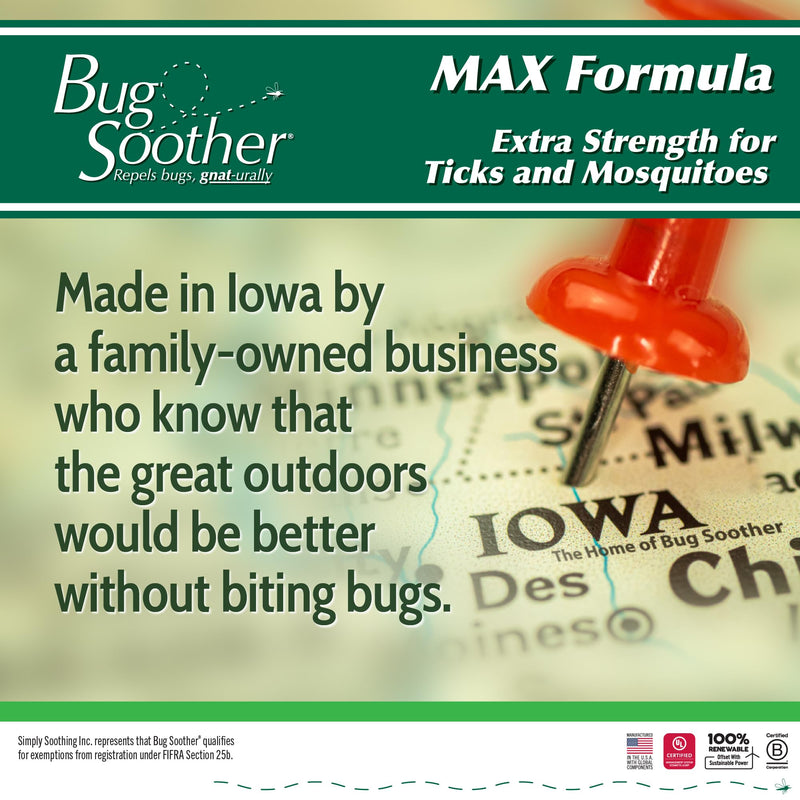 Bug Soother Max - Extra Strength Natural Gnat, Tick, and Mosquito Repellent, 4 fl oz Bug Spray Deterrent - DEET-Free - Safe for Adults & The Environment - Made in USA 4 Fl Oz (Pack of 1)