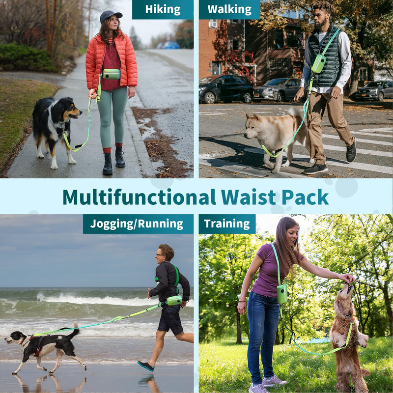 Hands Free Dog Leash with Removable Zipper Pouch, Dual Padded Handles and Durable Bungee for Walking, Jogging and Running-Your Dog (Large, 35-140 lbs-Cyan Cyan