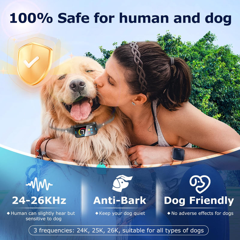 Bark Collar, Dog Bark Collar for Large Medium Small Dogs, Smart Bark Collar, Rechargeable Anti Barking Training Collar with Adjustable Ultrasonic Beep Vibration Shock and 7 Sensitivity (Black) Black - BeesActive Australia