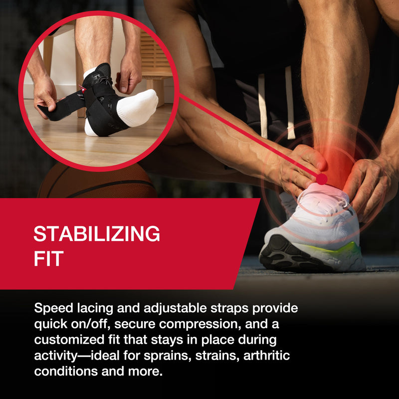 MUELLER Sports Medicine The One Ankle Brace Premium, Ankle Pain Relief Support for Men and Women, Ideal for Sprains, Strains, Arthritis, Black Small