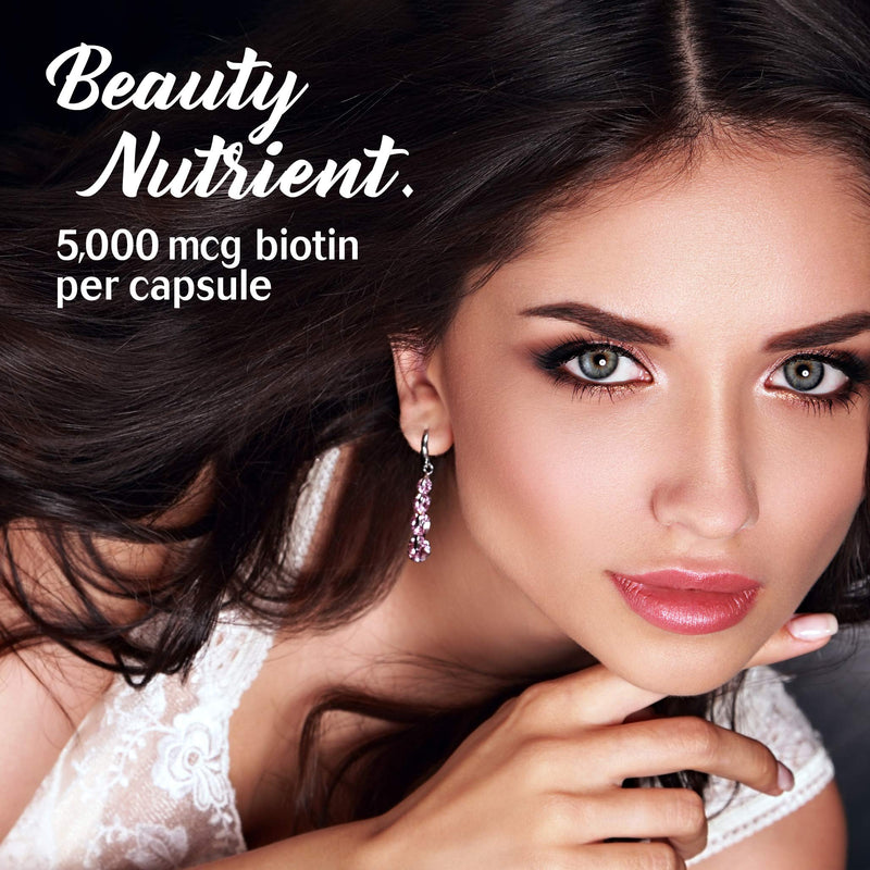 Bluebonnet Nutrition Biotin 5000 mcg, Hair & Nail Support*, Non-GMO, Vegan, Kosher Certified, Gluten-Free, Soy-Free, Dairy-Free, 60 Vegetable Capsules, 60 Servings | Third-party tested for purity and potency; manufactured in the USA Unflavored