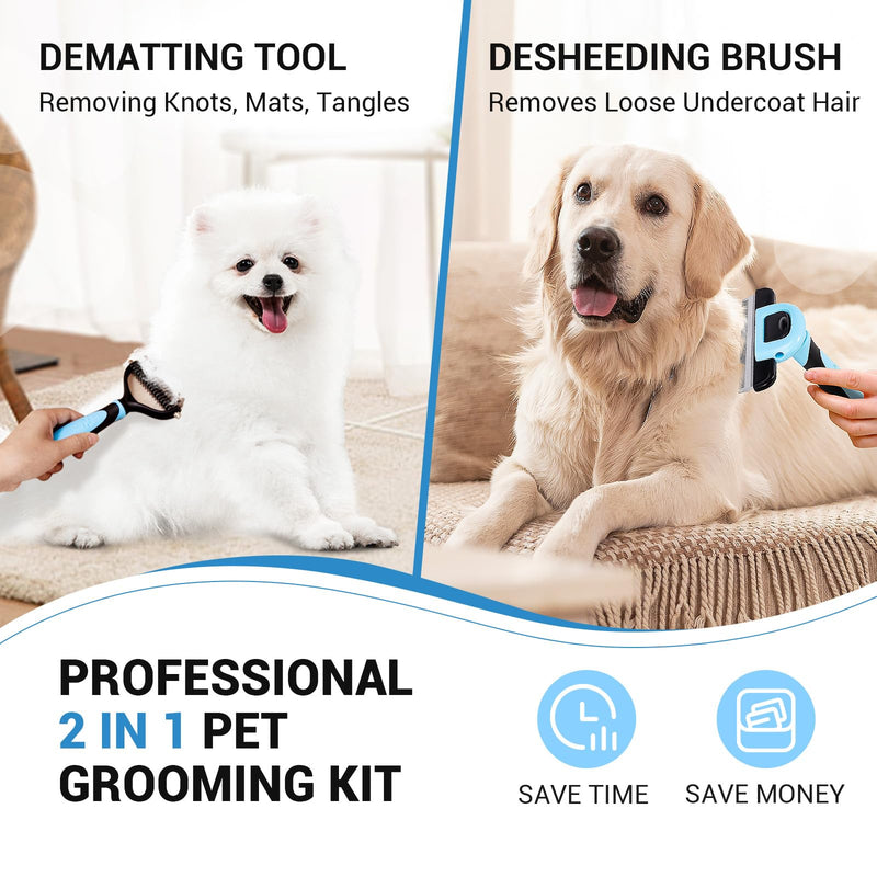 MIU COLOR Pet Grooming Brush，Deshedding Tool & 2 Sided Undercoat Rake for Dogs & Cats,2 in 1,Reduces Shedding and Remove Knots,Mats,Tangles for Cats, Dogs - BeesActive Australia